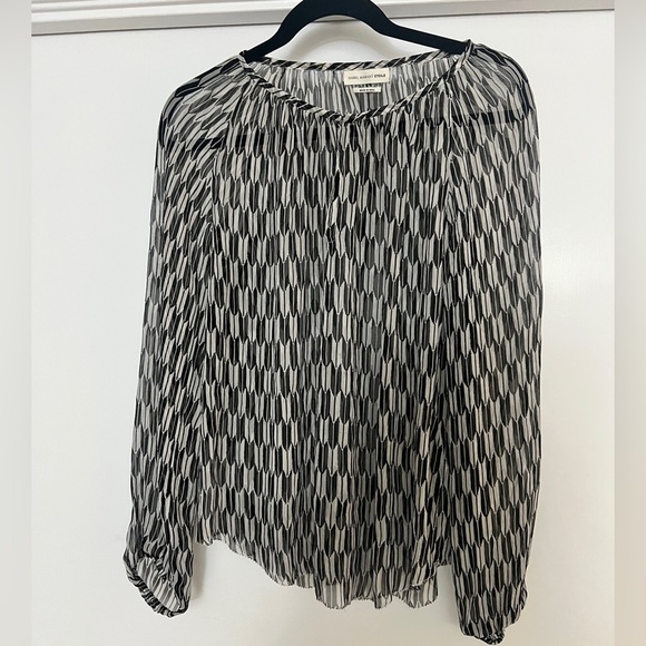 Isabel Marant Étoile - Zinya Top, sheer black/white geometric print- FR 40 US 8 - Picture 1 of 7